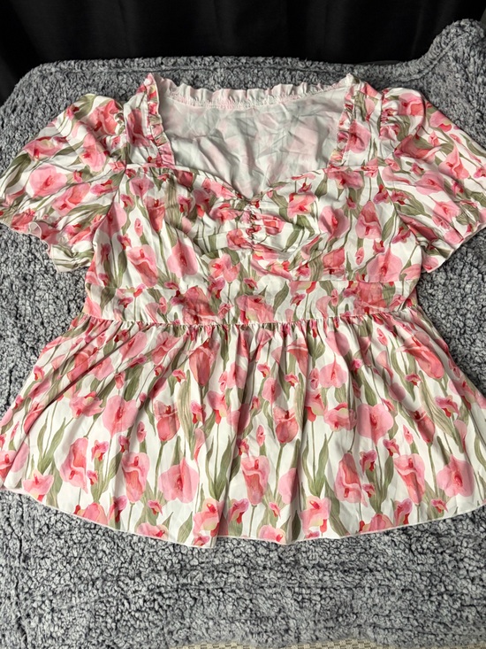 SHEIN Tops - SHEIN Pink Floral Blouse
